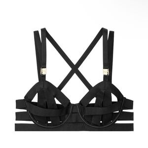 Victoria’s Secret VS Very Sexy Black Unlined Strappy Demi Bra Size 38DD